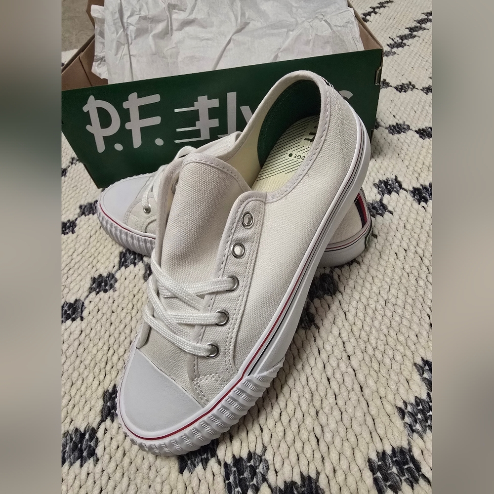 Mens PF Flyer Canvas Low-Top Sneakers in White Size 6 - Picture 2 of 6